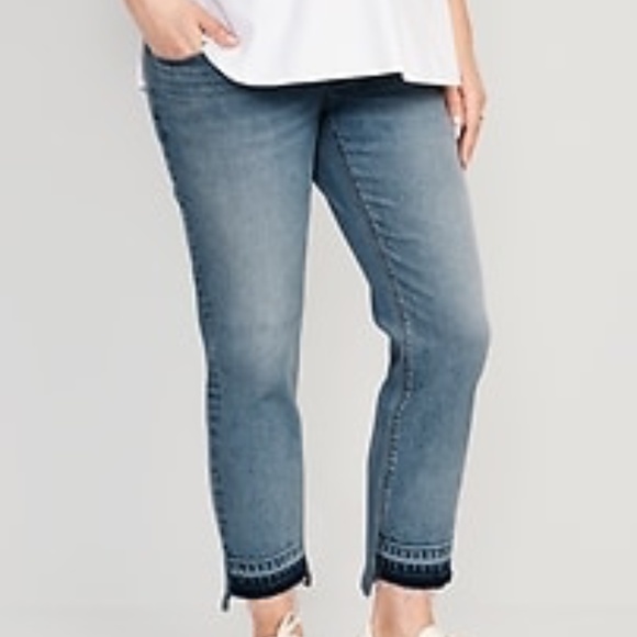NWT Maternity Full Panel Cropped Step-Hem Boyfriend Straight Jeans - Picture 3 of 3